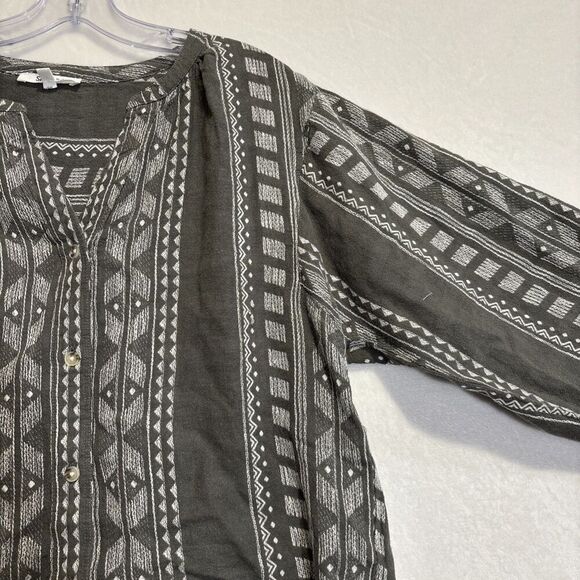 Splendid Women's Olive Green Freesia Long Sleeve Linen Button-Up Shirt Top Small - Picture 5 of 14